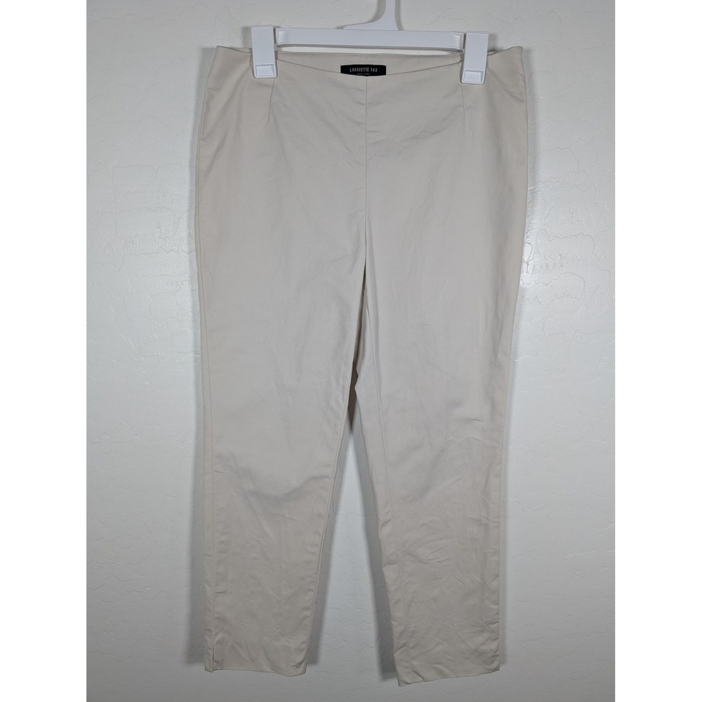 Lafayette 148 Pants Womens 4 Beige Cropped Stretch Slim Fit Comfort Office‎